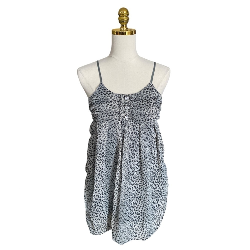 Riflessi Leopard Print Spaghetti Strap Bubble Hem Babydoll Slip Dress Women’s L